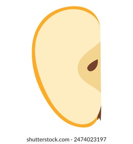 Fresh yellow apple slice icon. Healthy vegetarian snack, cut apple for design, infographic. Sliced on pieces apple. Hand drawn trendy flat style isolated on transparent background. Vector illustration