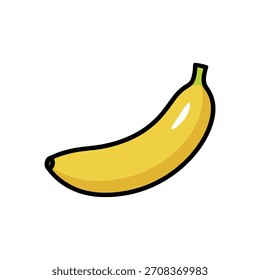 Ilustración vectorial fresca de fruta de plátano amarillo aislada sobre fondo blanco.
