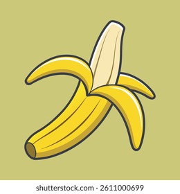 Fresh yellow banana half peeled vector art for tropical fruit concepts and organic themes