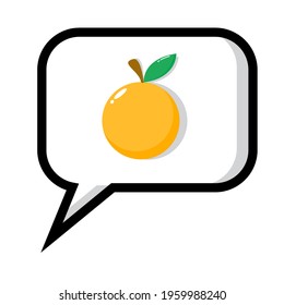 Fresh yellow citrus on callout shape fruit. Vector illustration of a orange on callout shape for icon, logo or symbol on children's book, application, web