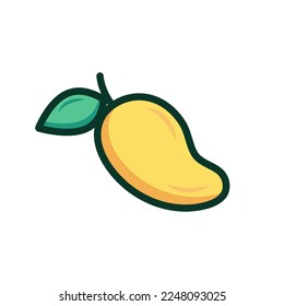 Fresh yellow juicy mango vector illustration isolated on white background. Exotic tropical fruits color icon. Vector design.