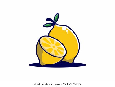 Fresh yellow lemon fruit design