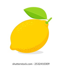 fresh yellow lemon fruit with leaf vector illustration, healthy sweet fruits