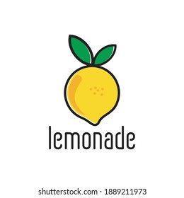 fresh yellow lemon with green leaves logo design