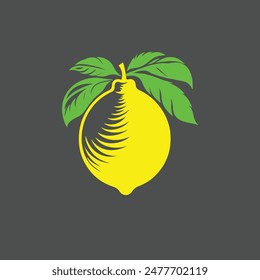 Fresh Yellow Lemon with Green Leaves Vector Illustration on white Background