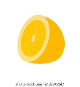 Meio limão amarelo fresco. Ilustração vetorial em estilo plano. Adequado para design de menu, têxteis, louça e embalagem.