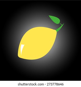 Fresh yellow lemon with leave - vector