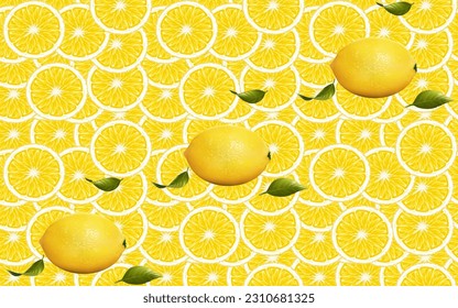 Baraja de limón de color amarillo fresco para el fondo de la vista superior.