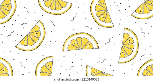 Fresh yellow lemons background. Hand drawn lemons background. Vector illustration