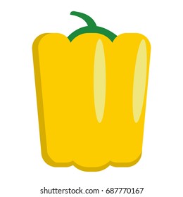 Fresh yellow pepper vegetable icon, vector illustration flat style design isolated on white. Colorful graphics