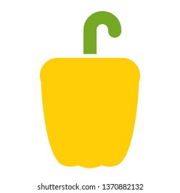 Fresh yellow pepper vegetable isolated icon. pepper for farm market, vegetarian salad recipe design. vector illustration in flat style