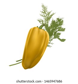 Fresh yellow pepper vegetable isolated on white background. pepper for farm market, vector EPS 10 format, illustration in Realistic style