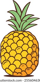 Fresh yellow pineapple illustration. Vector Vegetable 