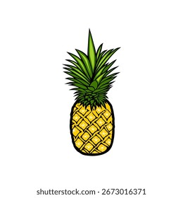 ilustração de vetor de abacaxi amarelo fresco