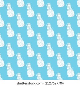 Fresh yellow pineapple vector repeat seamless pattern. Great for fabric, packaging, wallpapers, invitations.