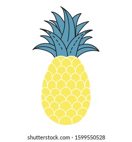 Fresh Yellow Pineapples icon vector on White background.
