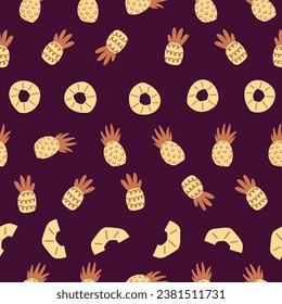 Fresh Yellow Pineapples Slices Fun Pattern
