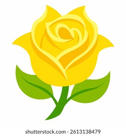 fresh yellow rose vector icon with white background
