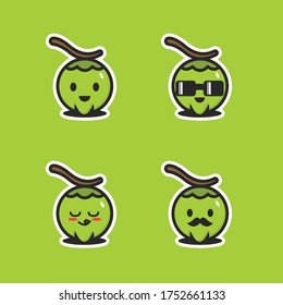 Fresh young coconut green vector