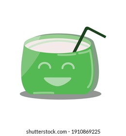 fresh young coconut illustration icon perfect for children book