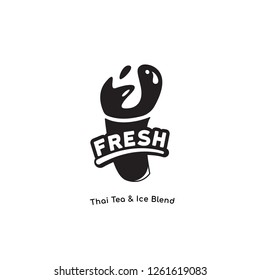 Fresh Yummy logo for milk shake, thai tea, chocolate, juice, smoothie drink brand in one color good for print