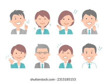 From Freshers to CEO, 8 business people with lively expressions.A simple and easy-to-use icon set.