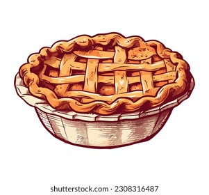 Freshly baked apple pie, a sweet symbol of tradition isolated