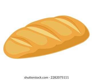 Freshly baked baguette over white