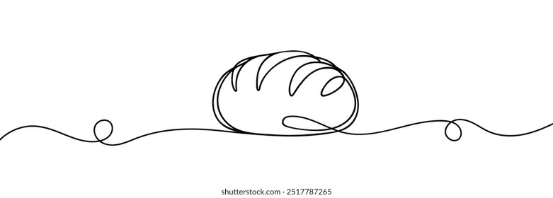 Freshly baked bread Continuous one line drawing