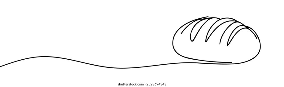 Freshly baked bread Continuous one line drawing
