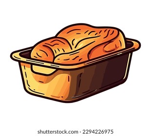 Freshly baked bread in a cute basket isolated