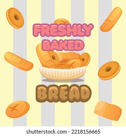Freshly baked bread design illustration. Vector illustration banner design for bakery shops