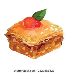 Freshly baked bread and fruit icon isolated