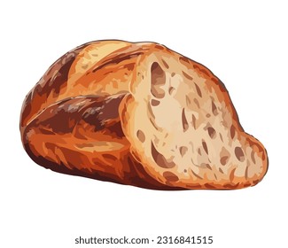 Freshly baked bread, a gourmet snack icon isolated