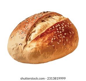 Freshly baked bread, healthy snack, organic meal icon isolated