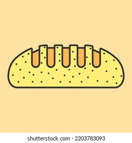 freshly baked bread icon on light yellow background