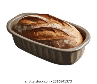 Freshly baked bread for lunch icon isolated