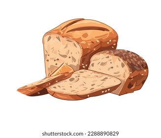 Freshly baked bread with seeds icon isolated