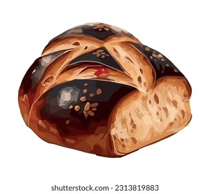 Freshly baked bread and sweet dessert icon isolated