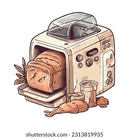 Pan recién horneado en tostadora, listo para comer un icono aislado