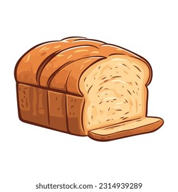 Freshly baked bread, white background icon isolated