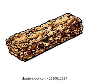 Freshly baked cereal bar, a sweet snack icon isolated