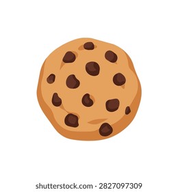 Freshly Baked Chocolate Chip Cookie Illustration Isolated on White Background for Snack and Bakery