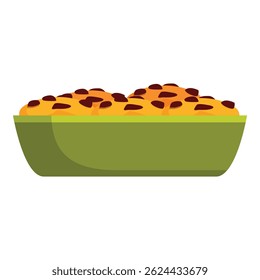 Freshly baked chocolate chip cookies resting in a green tray, emanating warmth and deliciousness