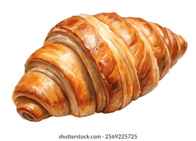 Freshly baked croissant, golden brown pastry, flaky texture, delicious breakfast item, gourmet food photography.