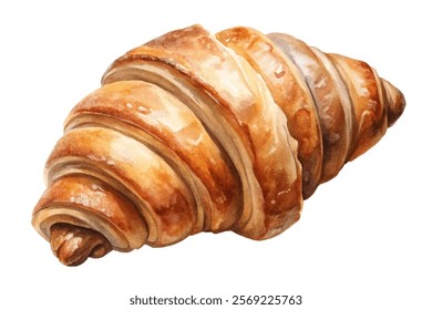 Freshly baked croissant, golden brown pastry, flaky texture, delicious breakfast option, gourmet food photography.