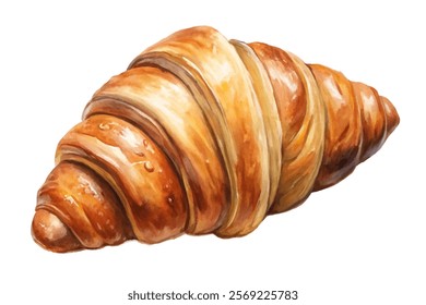 Freshly baked croissant, golden brown pastry, flaky layers, breakfast delight, gourmet food photography.