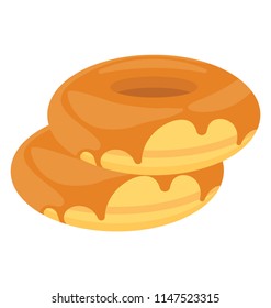
Freshly baked donuts with maple syrup or honey dripping 
