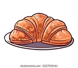 Freshly baked French croissant bread icon isolated