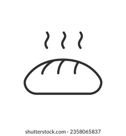 Freshly baked hot bread, linear icon. Line with editable stroke